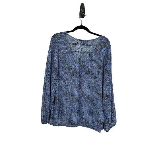 Lane Bryant Top Women 18 Blue Neutral Animal Print Tassel Coastal Preppy Classic - Picture 7 of 13